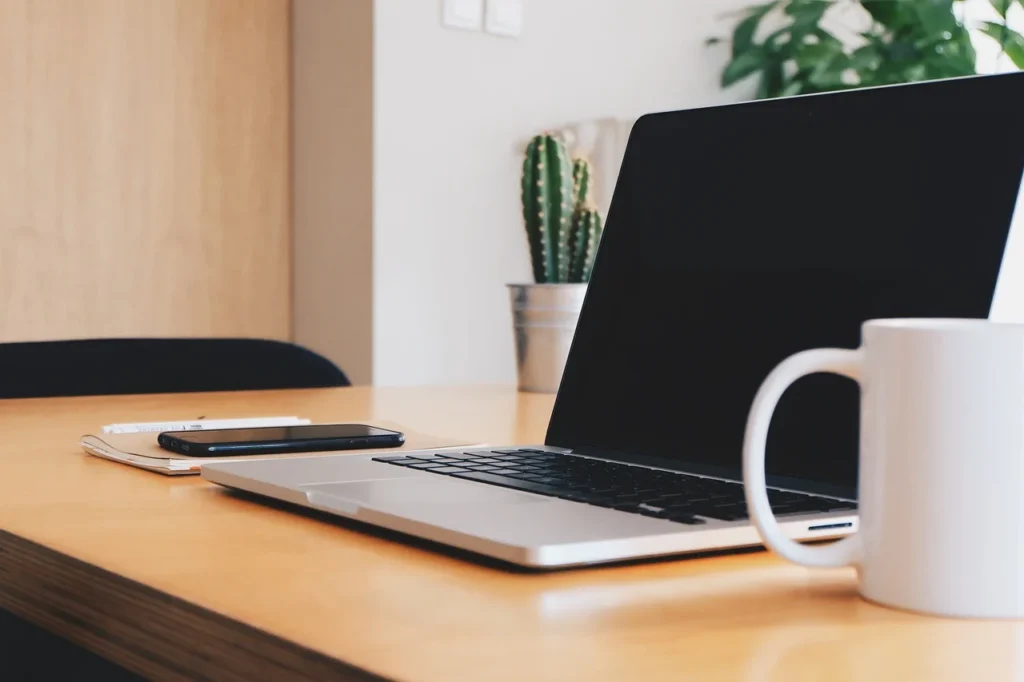 Office desk with laptop